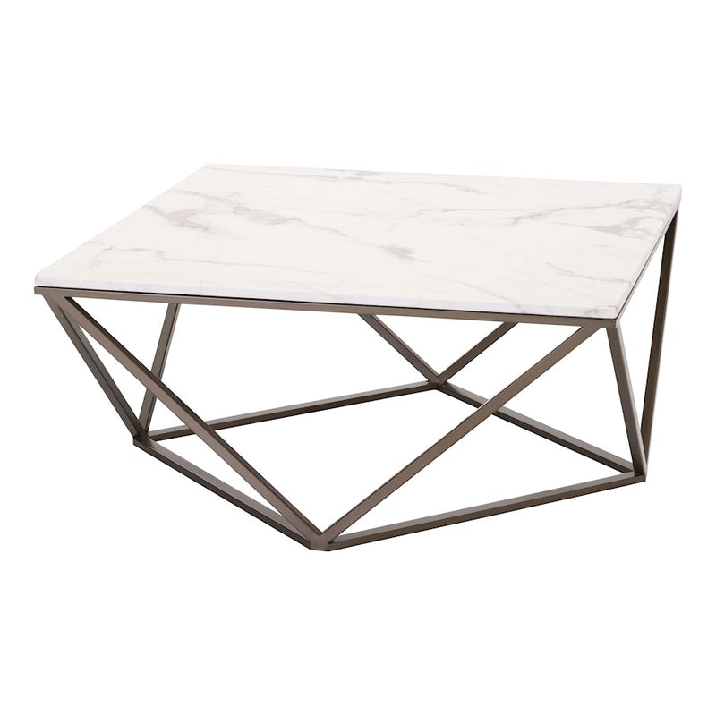 Zuo Modern Tintern Coffee Table, White/Antique Bronze