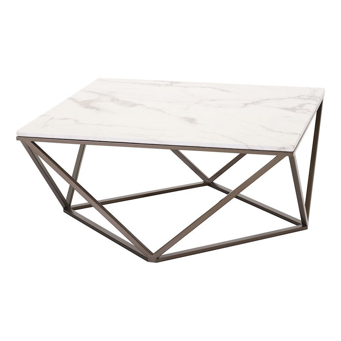 Zuo Modern Tintern Coffee Table, White/Antique Bronze