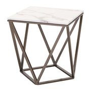 Zuo Modern Tintern End Table, White/Antique Bronze - 100658