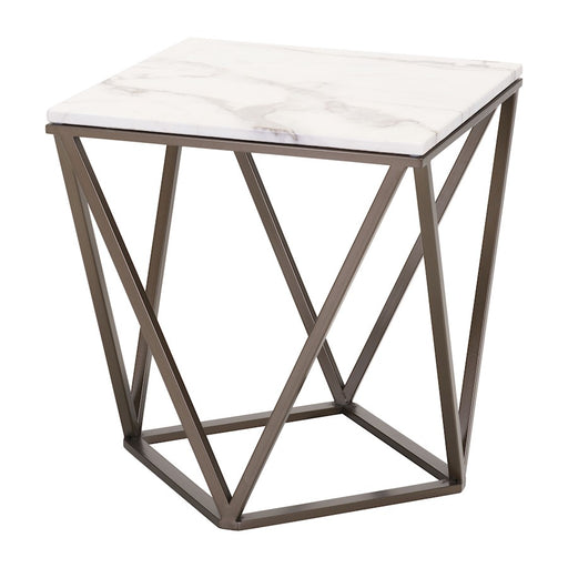 Zuo Modern Tintern End Table, White/Antique Bronze