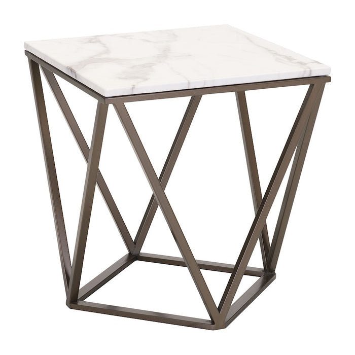 Zuo Modern Tintern End Table, White/Antique Bronze