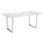Zuo Modern Atlas Dining Table, White/Silver - 100707