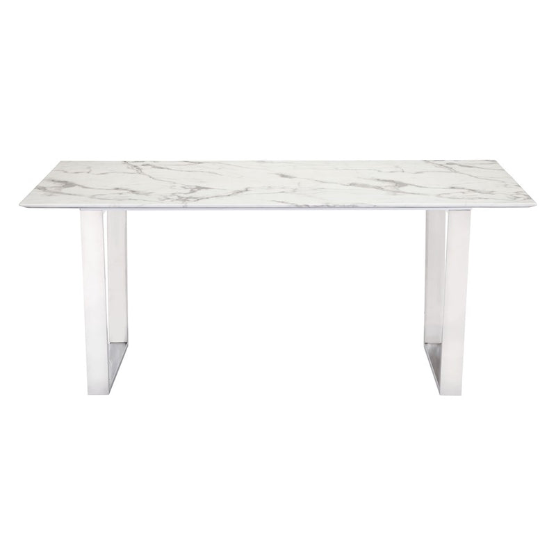 Zuo Modern Atlas Dining Table, White/Silver