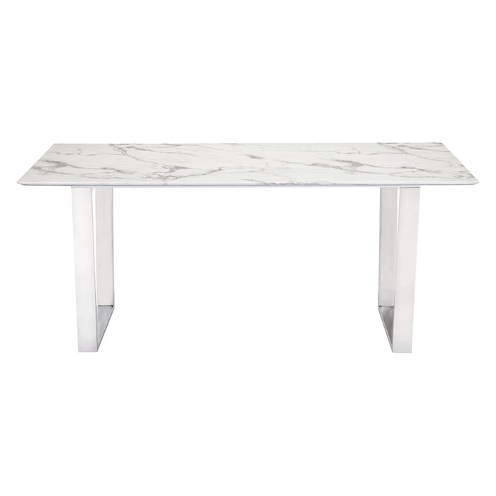 Zuo Modern Atlas Dining Table, White/Silver