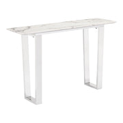 Zuo Modern Atlas Console Table, White/Silver - 100709