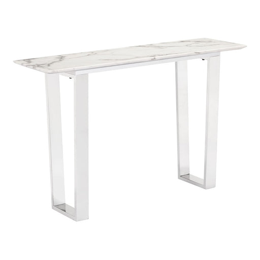 Zuo Modern Atlas Console Table, White/Silver