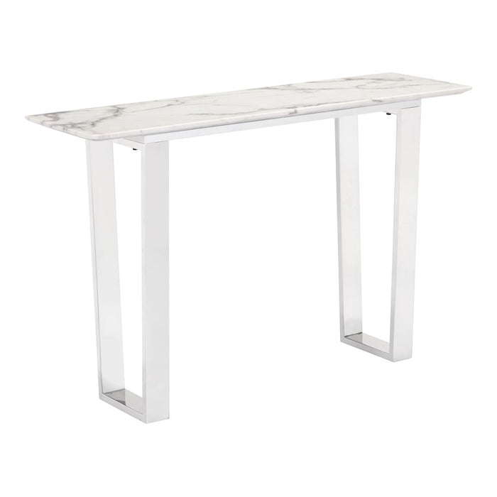 Zuo Modern Atlas Console Table, White/Silver