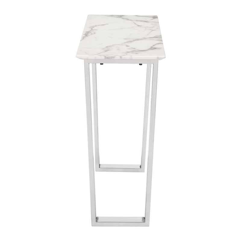 Zuo Modern Atlas Console Table, White/Silver