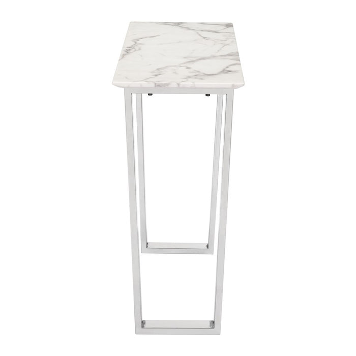 Zuo Modern Atlas Console Table, White/Silver