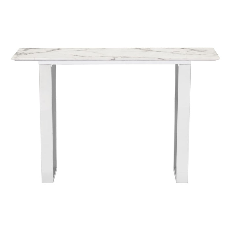 Zuo Modern Atlas Console Table, White/Silver