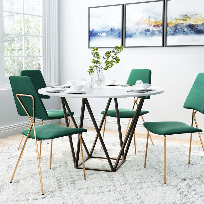 Zuo Modern Tintern Dining Table, White/Antique Bronze