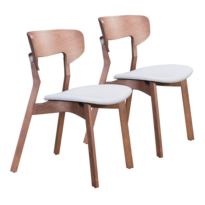 Zuo Modern Russell Dining Chair Set of 2, Walnut/Light Gray - 100979