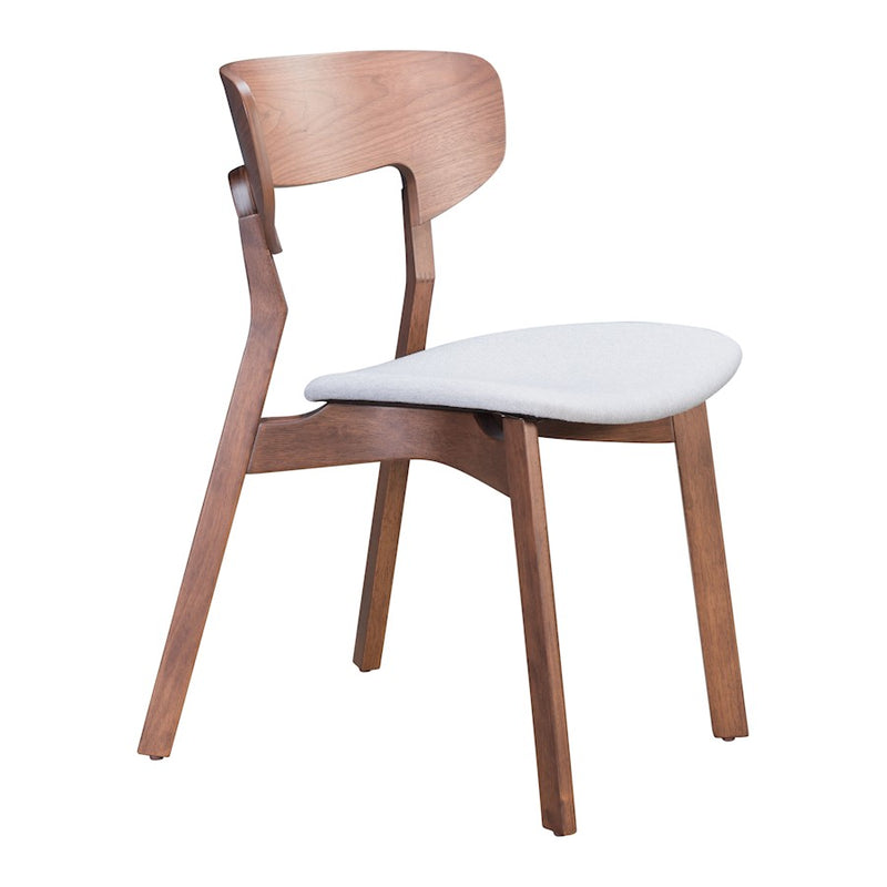 Zuo Modern Russell Dining Chair Set of 2, Walnut/Light Gray
