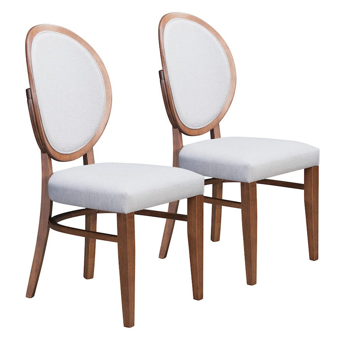 Zuo Modern Regents Dining Chair Set of 2, Walnut/Light Gray - 100982
