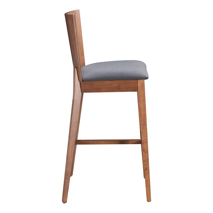Zuo Modern Ambrose BarStool Set of 2, Walnut/Dark Gray