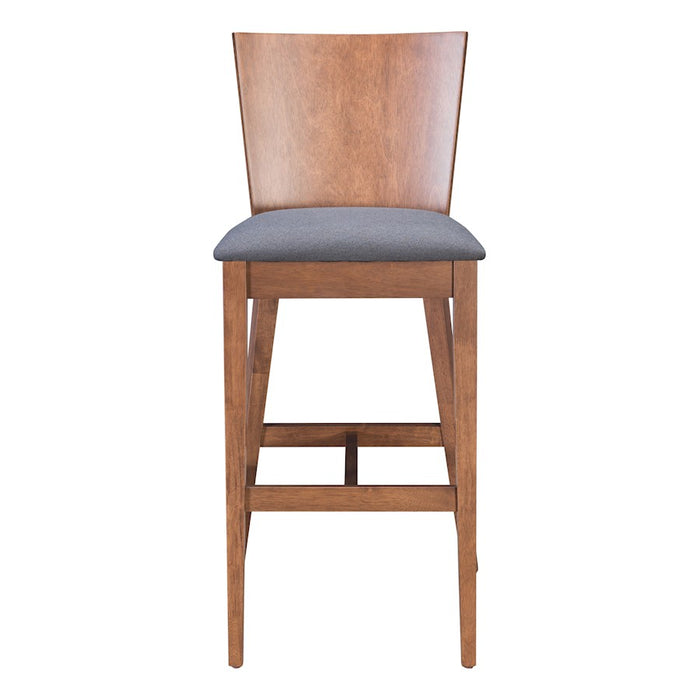Zuo Modern Ambrose BarStool Set of 2, Walnut/Dark Gray