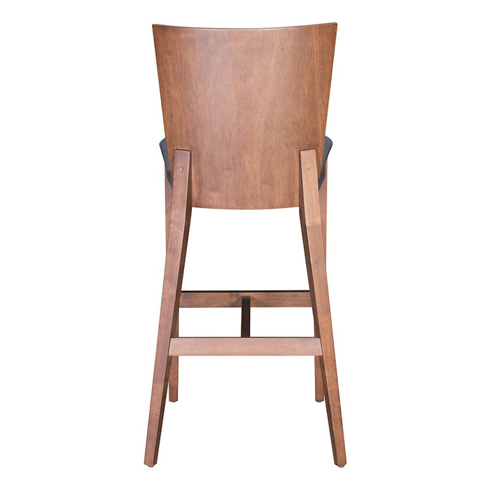 Zuo Modern Ambrose BarStool Set of 2, Walnut/Dark Gray