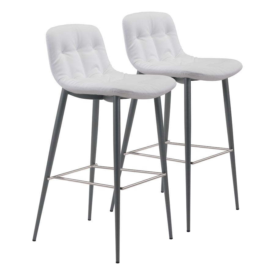 Zuo Modern Tangiers BarStool Set of 2, White - 101087