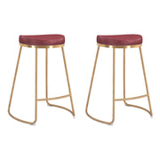 Zuo Modern Bree Counter Stool Set of 2, Burgundy/Gold - 101261