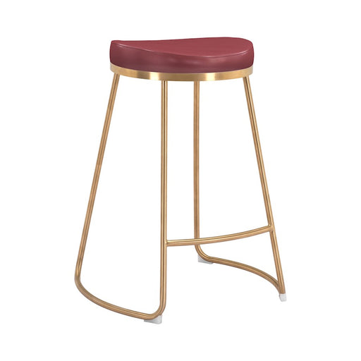 Zuo Modern Bree Counter Stool Set of 2, Burgundy/Gold