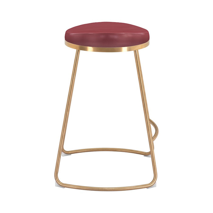 Zuo Modern Bree Counter Stool Set of 2, Burgundy/Gold