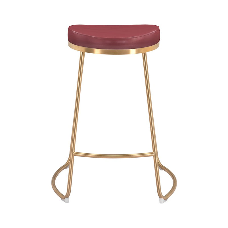 Zuo Modern Bree Counter Stool Set of 2, Burgundy/Gold