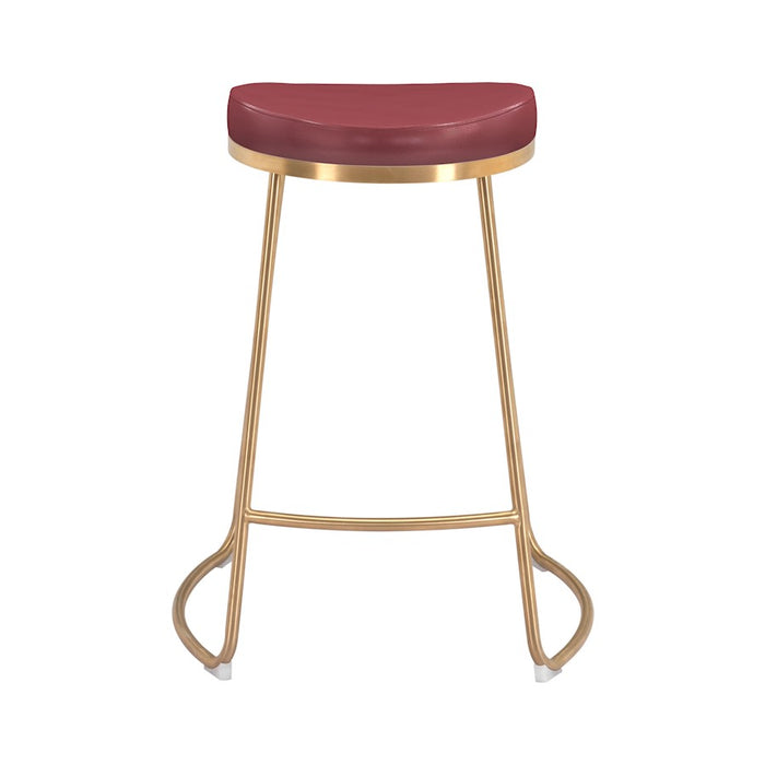 Zuo Modern Bree Counter Stool Set of 2, Burgundy/Gold