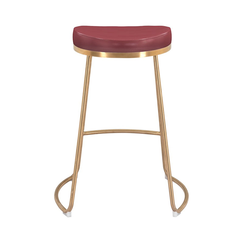 Zuo Modern Bree Counter Stool Set of 2, Burgundy/Gold