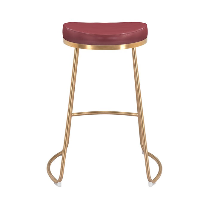 Zuo Modern Bree Counter Stool Set of 2, Burgundy/Gold