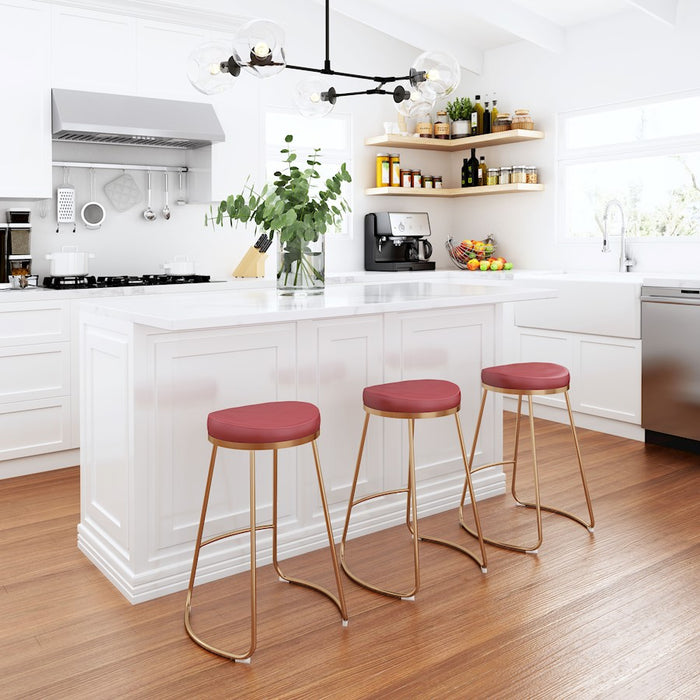 Zuo Modern Bree Counter Stool Set of 2, Burgundy/Gold