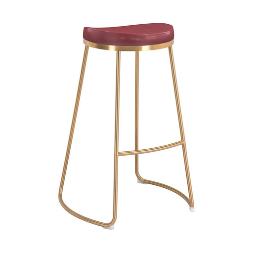 Zuo Modern Bree BarStool Set of 2, Burgundy/Gold