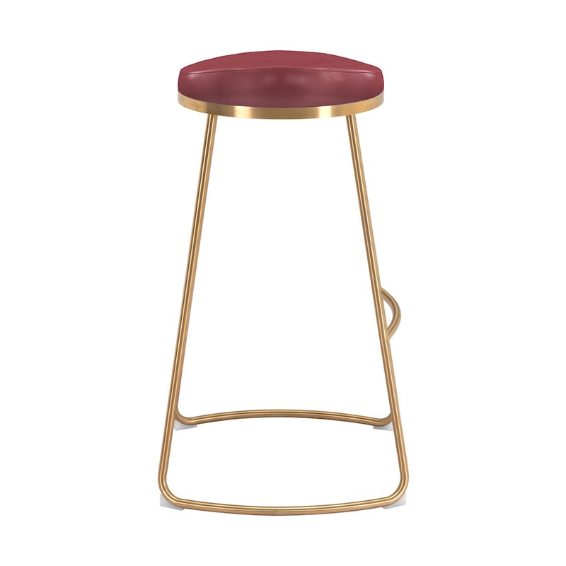 Zuo Modern Bree BarStool Set of 2, Burgundy/Gold