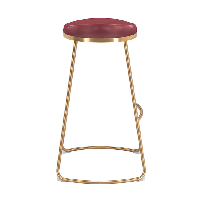 Zuo Modern Bree BarStool Set of 2, Burgundy/Gold