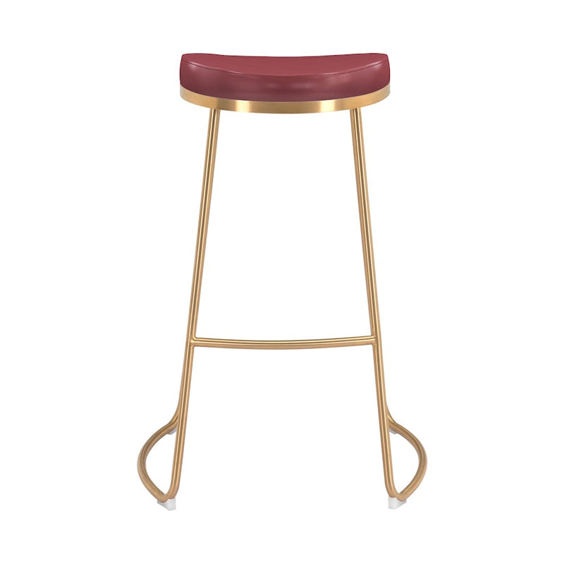 Zuo Modern Bree BarStool Set of 2, Burgundy/Gold
