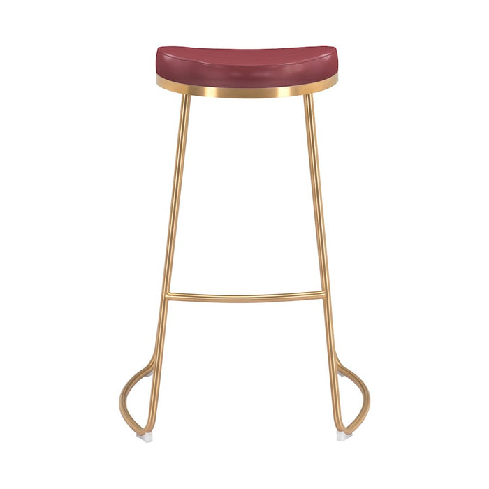 Zuo Modern Bree BarStool Set of 2, Burgundy/Gold