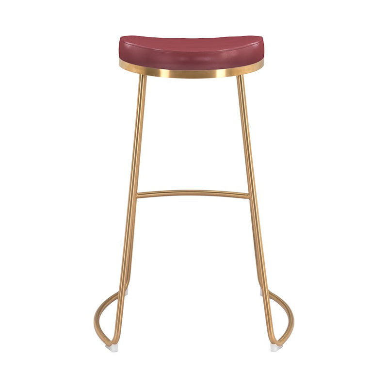 Zuo Modern Bree BarStool Set of 2, Burgundy/Gold