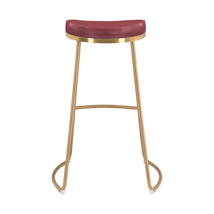 Zuo Modern Bree BarStool Set of 2, Burgundy/Gold