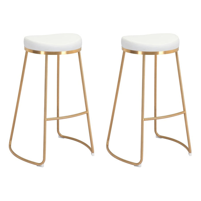Zuo Modern Bree BarStool Set of 2, White/Gold - 101265