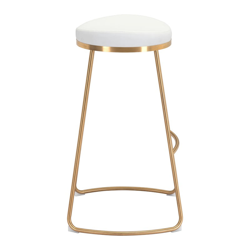 Zuo Modern Bree BarStool Set of 2, White/Gold