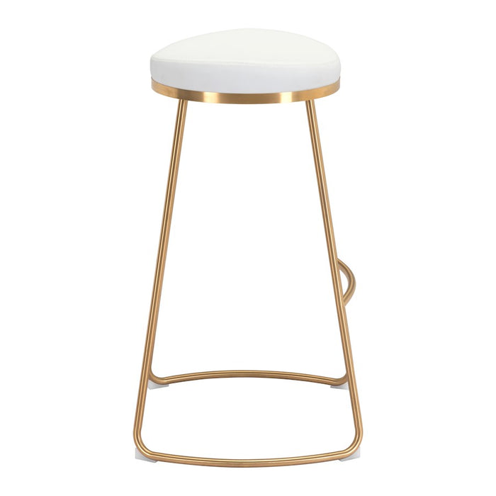 Zuo Modern Bree BarStool Set of 2, White/Gold