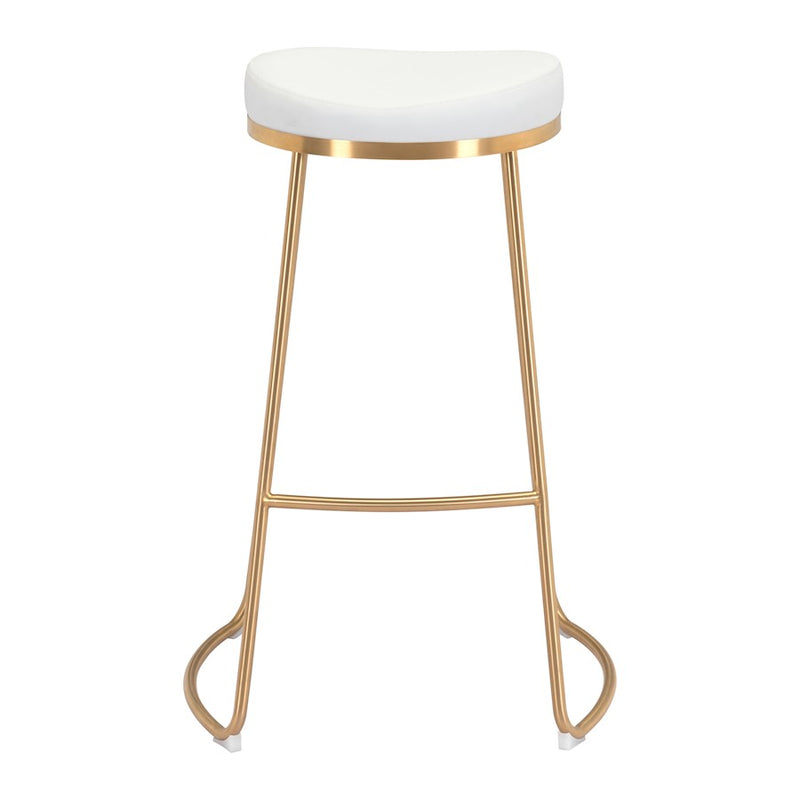 Zuo Modern Bree BarStool Set of 2, White/Gold