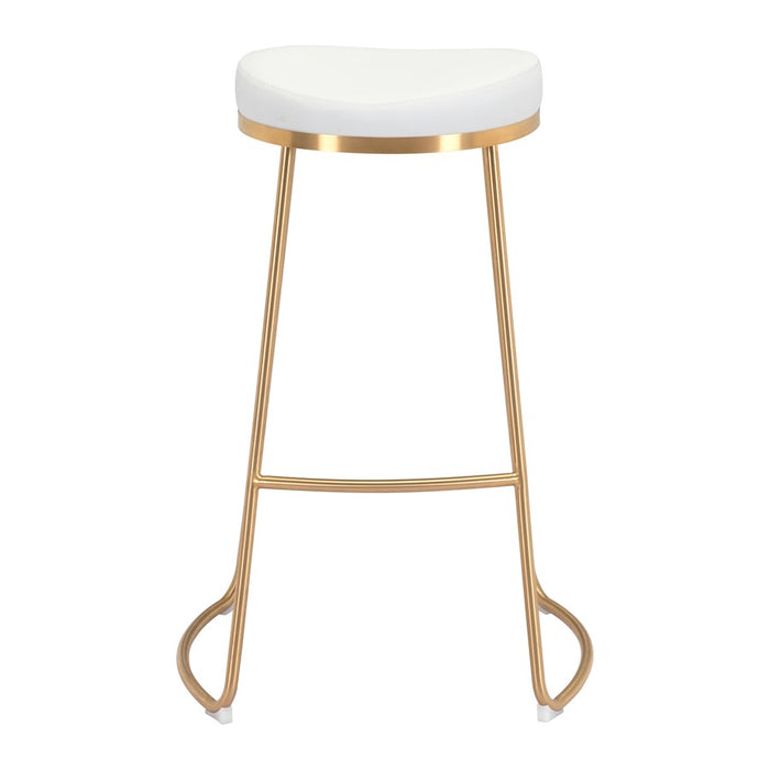Zuo Modern Bree BarStool Set of 2, White/Gold