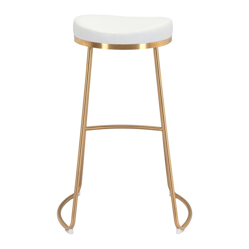 Zuo Modern Bree BarStool Set of 2, White/Gold