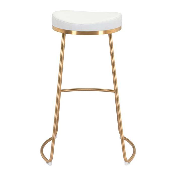 Zuo Modern Bree BarStool Set of 2, White/Gold