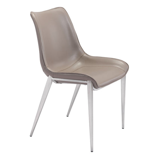 Zuo Modern Magnus Dining Chair Set of 2, Brown/Silver