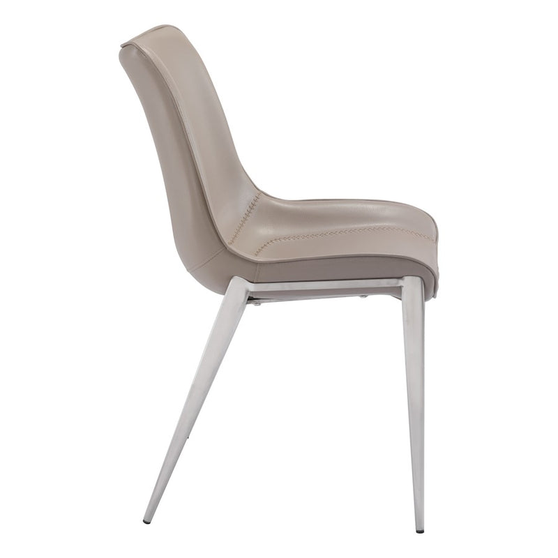 Zuo Modern Magnus Dining Chair Set of 2, Brown/Silver