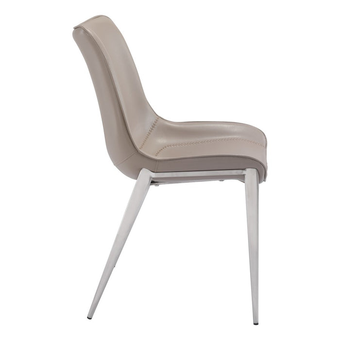 Zuo Modern Magnus Dining Chair Set of 2, Brown/Silver
