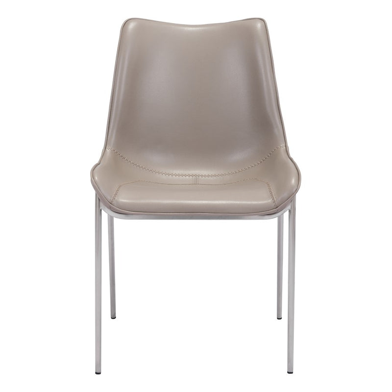 Zuo Modern Magnus Dining Chair Set of 2, Brown/Silver