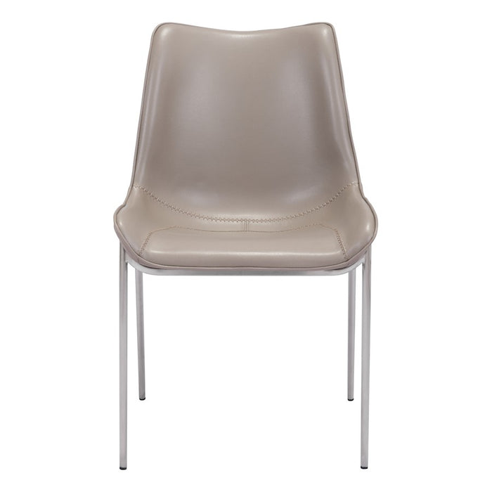 Zuo Modern Magnus Dining Chair Set of 2, Brown/Silver