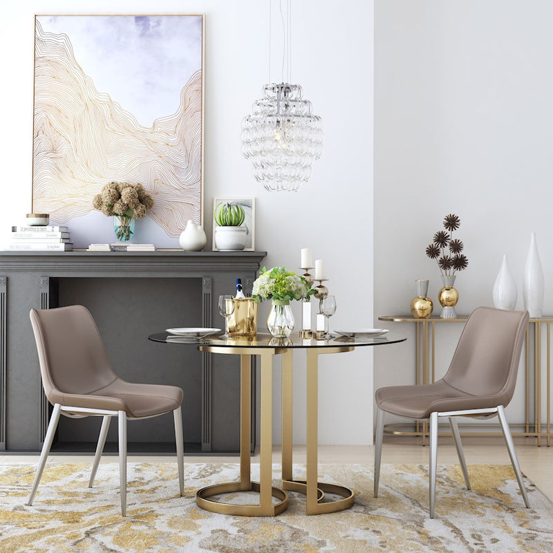 Zuo Modern Magnus Dining Chair Set of 2, Brown/Silver